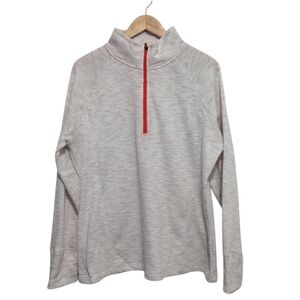 Tek Gear Half Zip Pullover New Oatmeal Fleece Orange Zipper